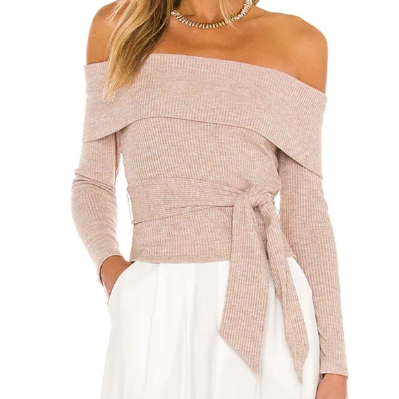 Lovers + Friends Sweaters - NWT Revolve Lovers and Friends Ramona Top off the shoulder Nude (no belt)